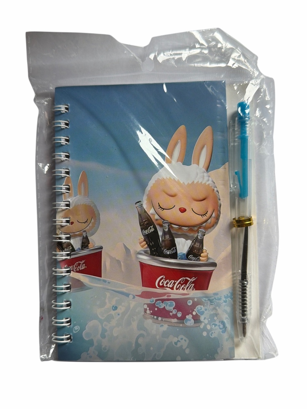 Coca Cola Blue Bunny Character Spiral Notebook with Pen